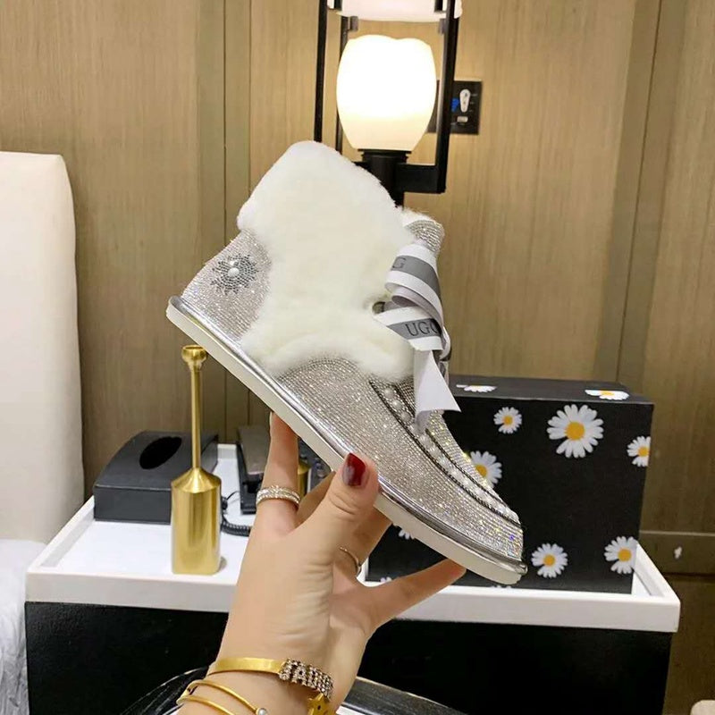 Silver Daisy Crystal Ribbon Shoes – In Stock