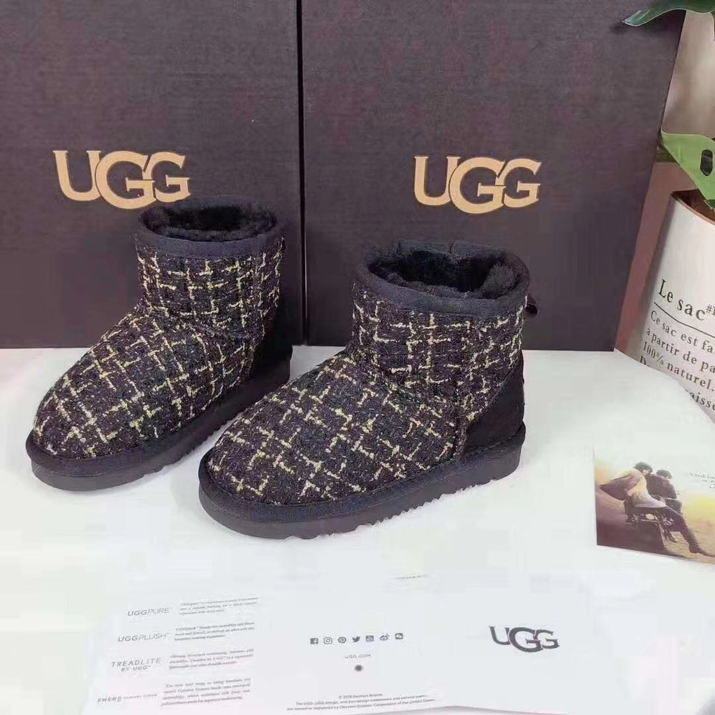 Chic Black Kids Chanel-Style Snow Boots