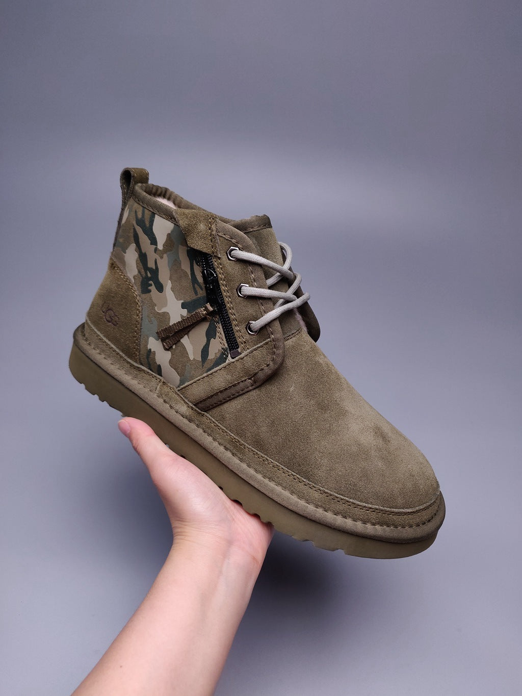 Military Green Color-Block Camo Men’s Sneakers – In Stock
