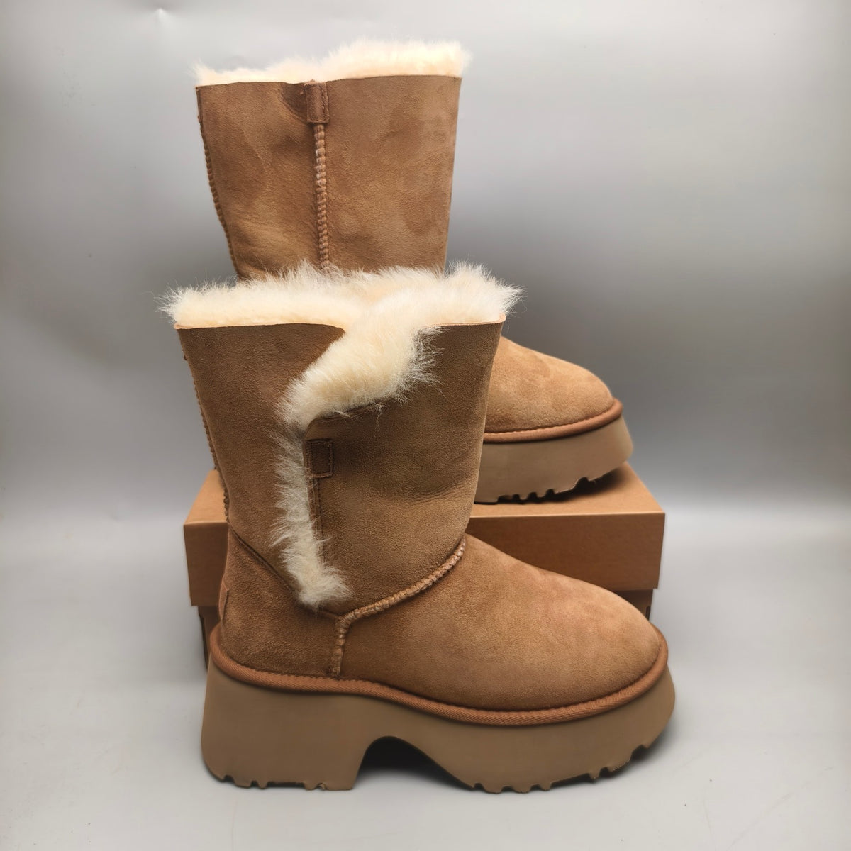 Chestnut Wedge Platform Mid-Calf Fashion Boots – Women’s | In Stock