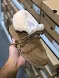 Chestnut Faux Fur Lace-Up Ankle Boots – In Stock