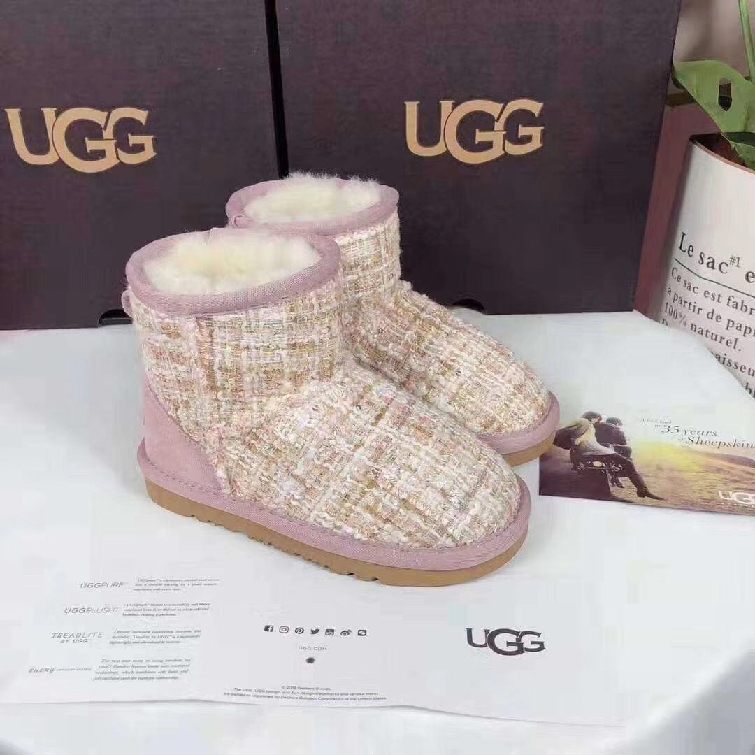 Chic Pink Kids Chanel-Style Snow Boots