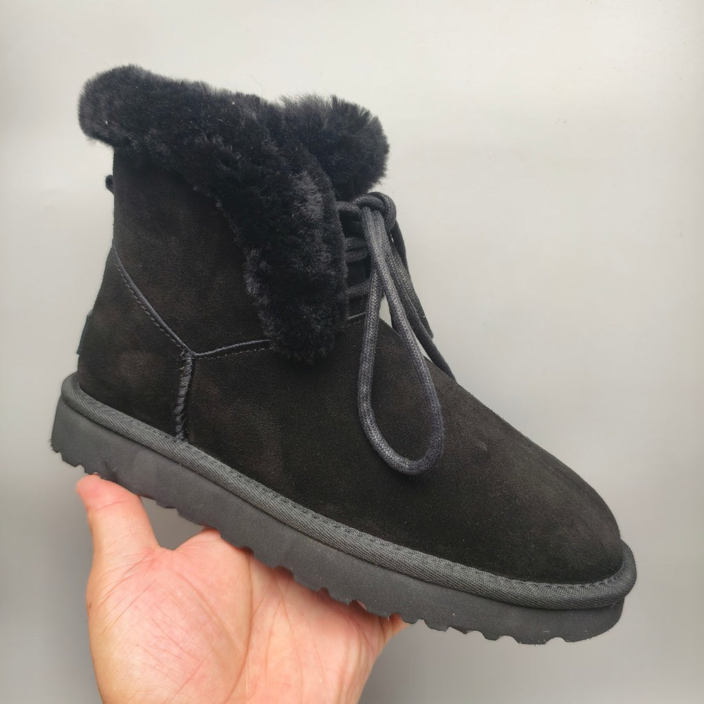 Black Mid-Top Lace-Up Casual Sneakers – In Stock