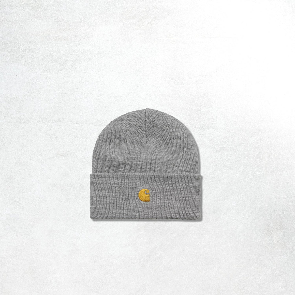 Carhartt WIP Chase Beanie: Grey Heather / Gold