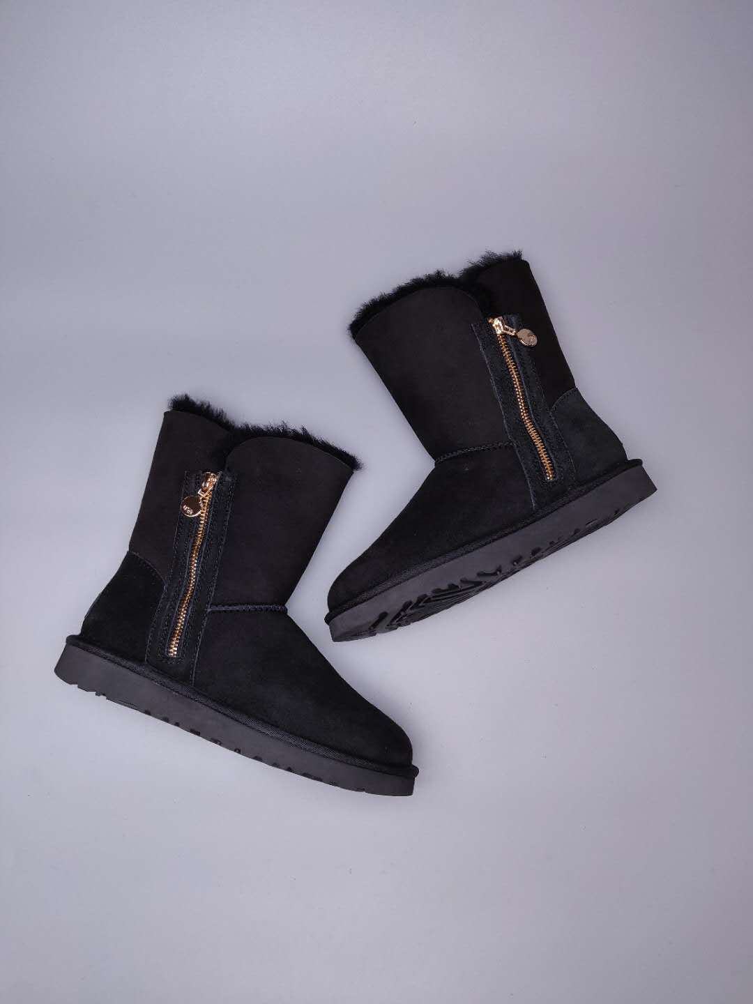 Black Side-Zip Mid-Calf Boots – In Stock