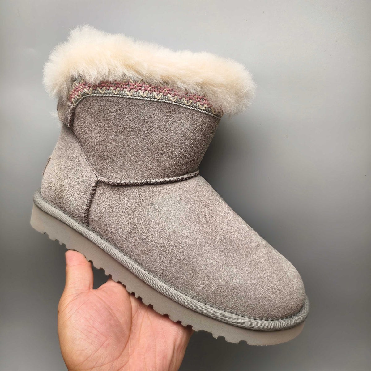 Grey Ethnic Style Back-Strap Sneakers – In Stock