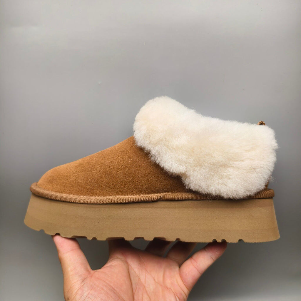 Chestnut Thick-Sole Suede Slip-On Lazy Shoes – In Stock