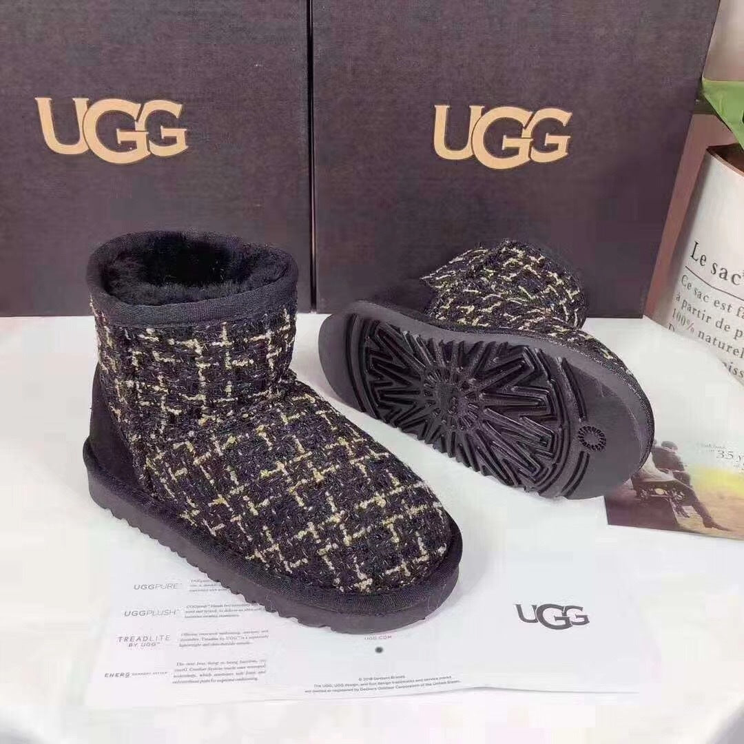 Chic Black Kids Chanel-Style Snow Boots