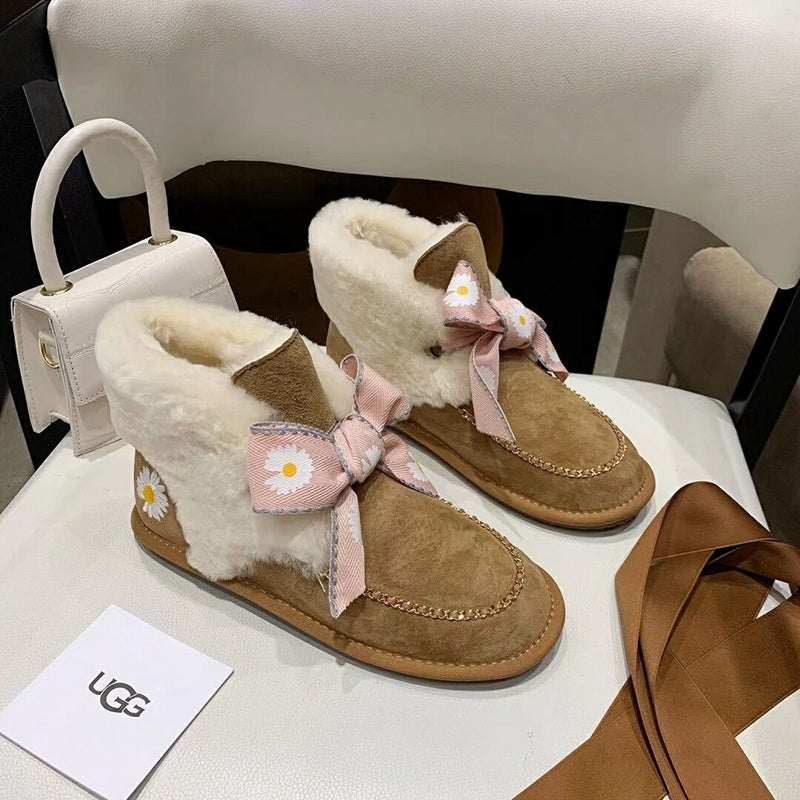 Chestnut Daisy Chain Ribbon Shoes – In Stock