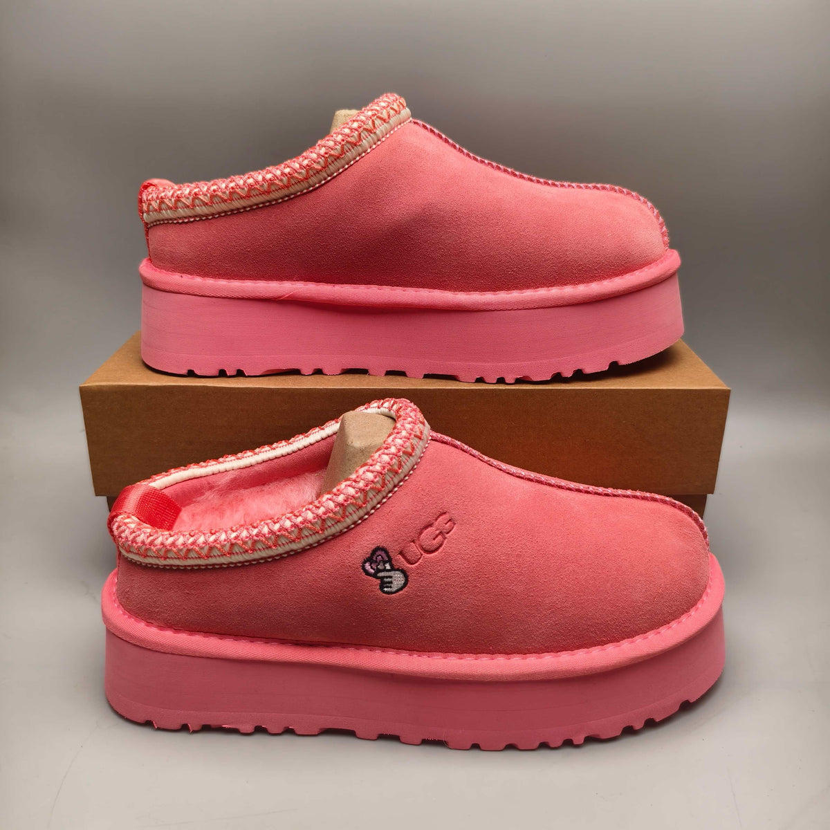 Rose Red Ethnic Style Chunky Sole Casual Shoes – In Stock