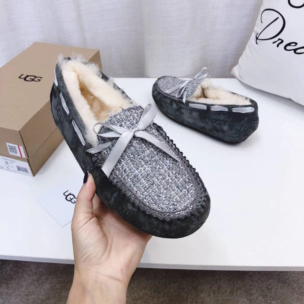 Grey Chanel-Style Pebble Loafers – Sophisticated & Chic