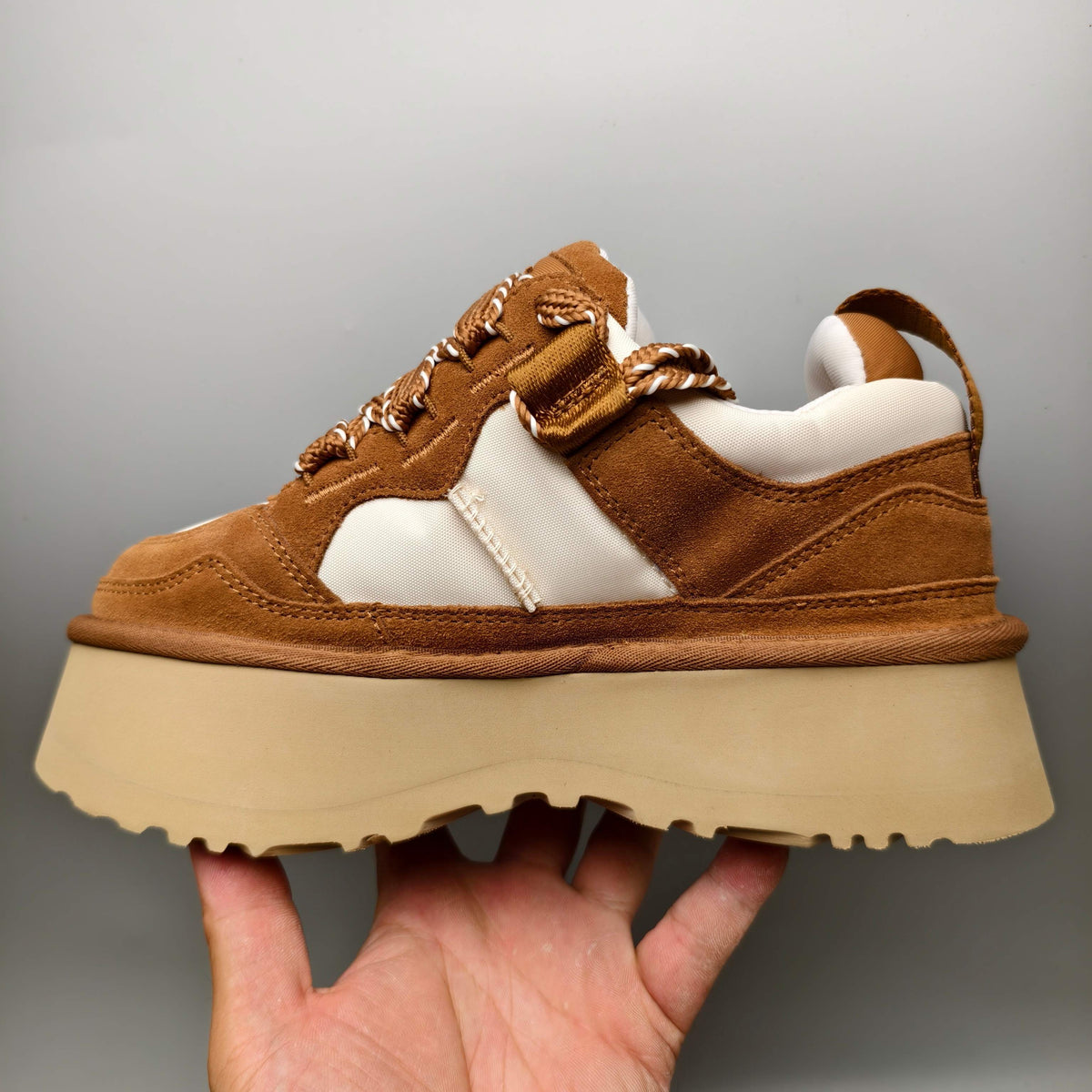 Chestnut Chunky Dad Sneakers – Lace-Up Casual Style | In Stock
