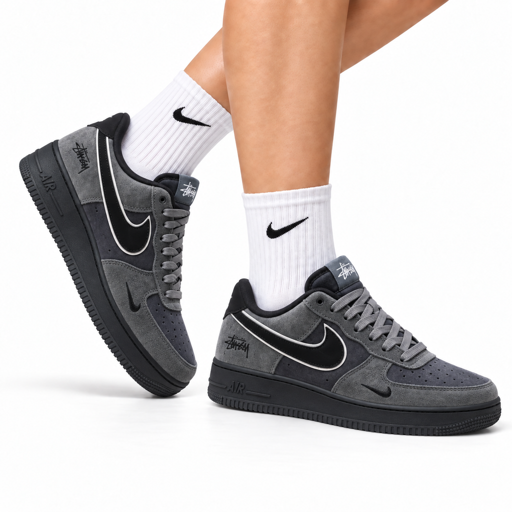 Nike Air Force 1 Low Charcoal Black Unisex Sneakers Style 08