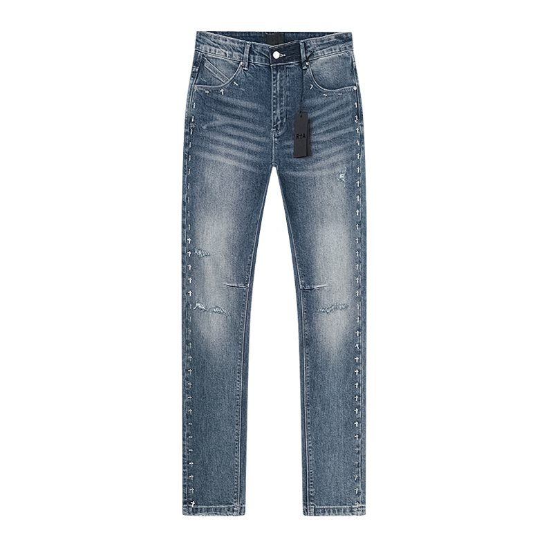 R+A Studded Distressed Blue Jeans
