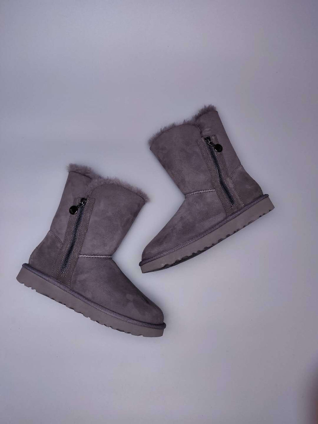 Grey Side-Zip Mid-Calf Boots – In Stock