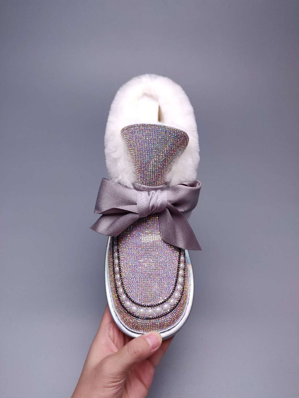 Iridescent Daisy Crystal Ribbon Shoes – In Stock