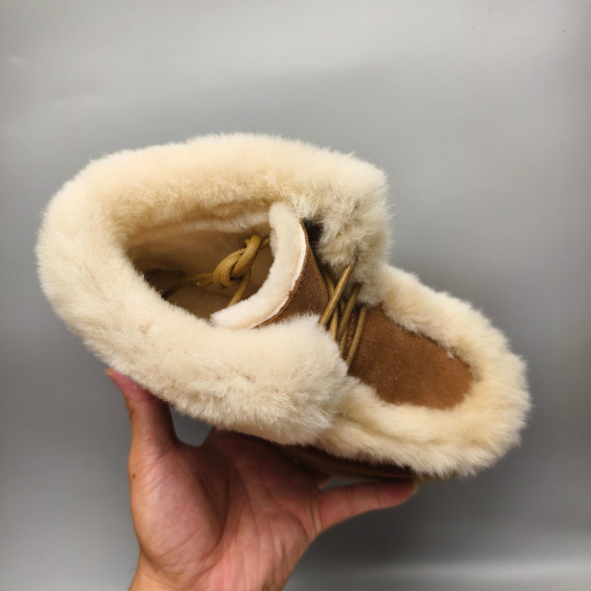 Chestnut Esme Wedge Ankle Boots – Fluffy Lace-Up Style | In Stock