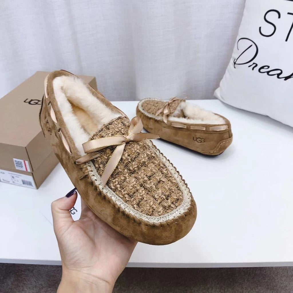 Chestnut Chanel-Style Pebble Loafers – Sophisticated & Chic