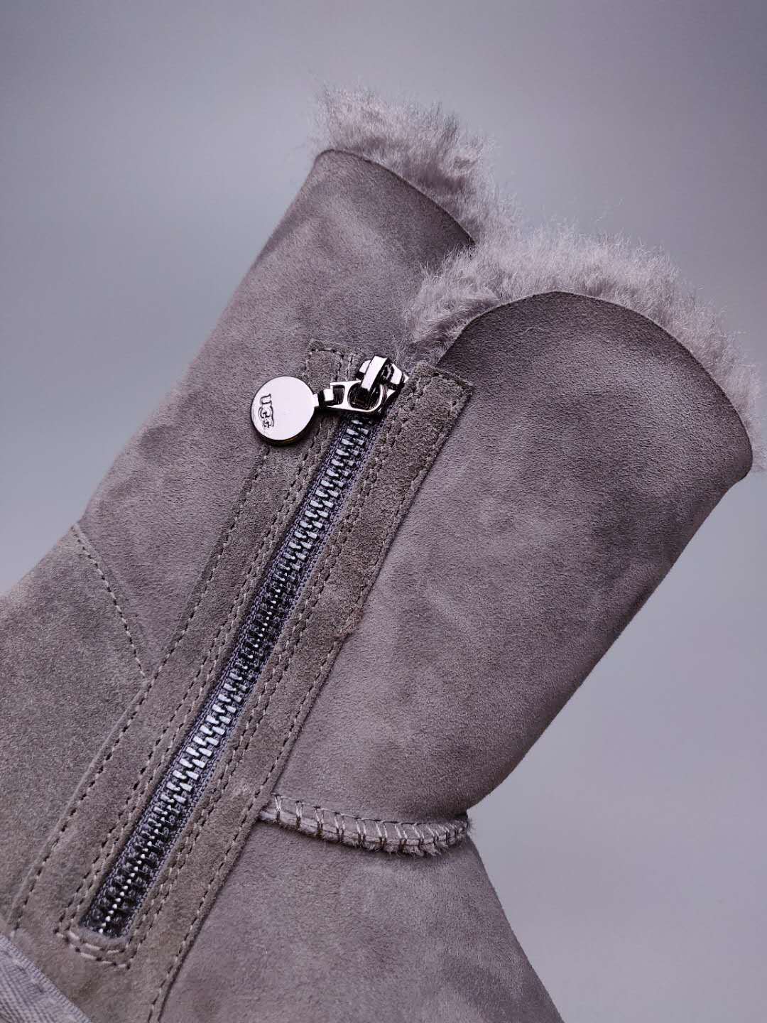 Grey Side-Zip Mid-Calf Boots – In Stock
