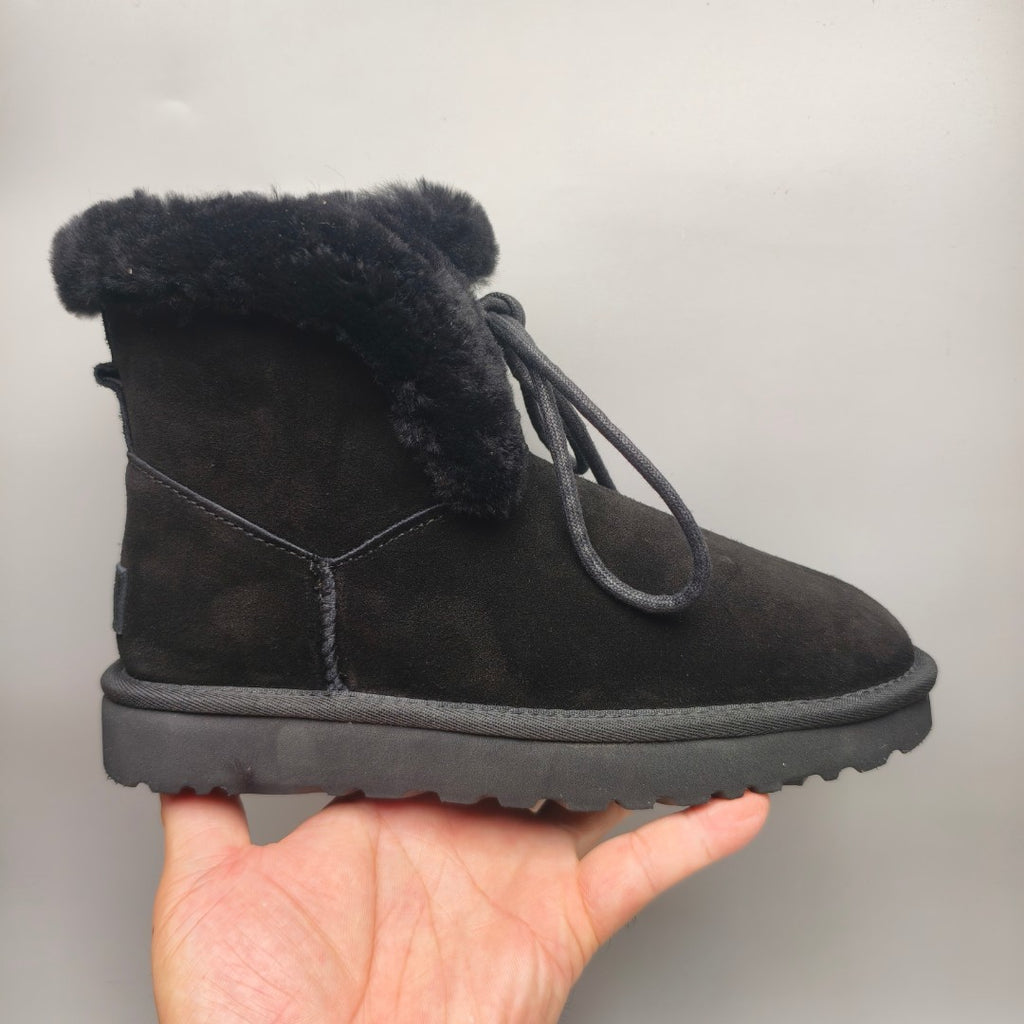 Black Mid-Top Lace-Up Casual Sneakers – In Stock