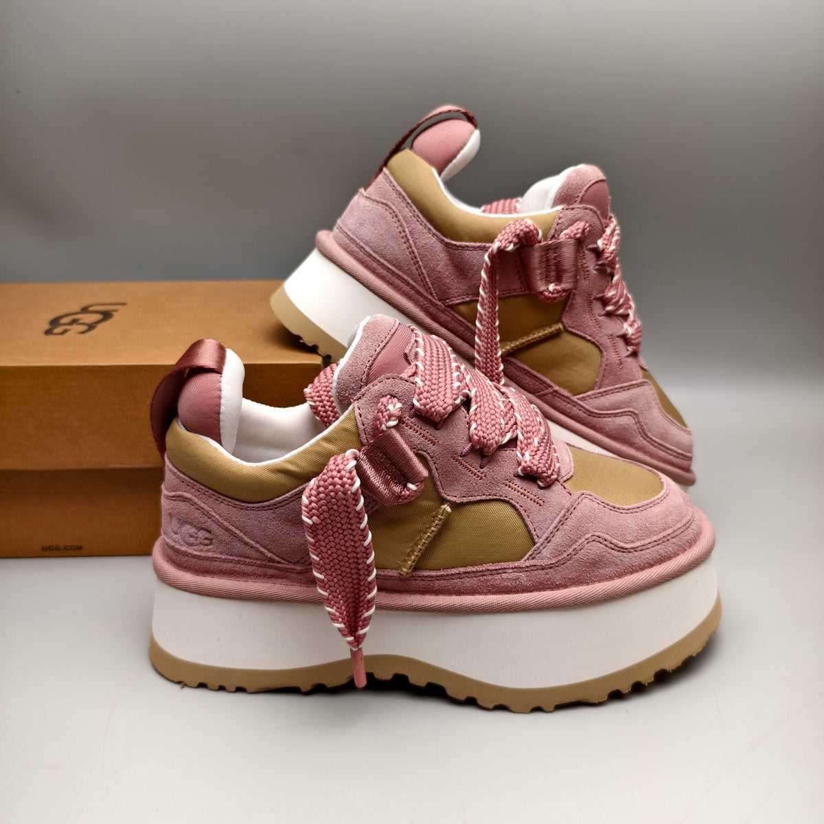 Pink Chunky Dad Sneakers – Lace-Up Casual Style | In Stock
