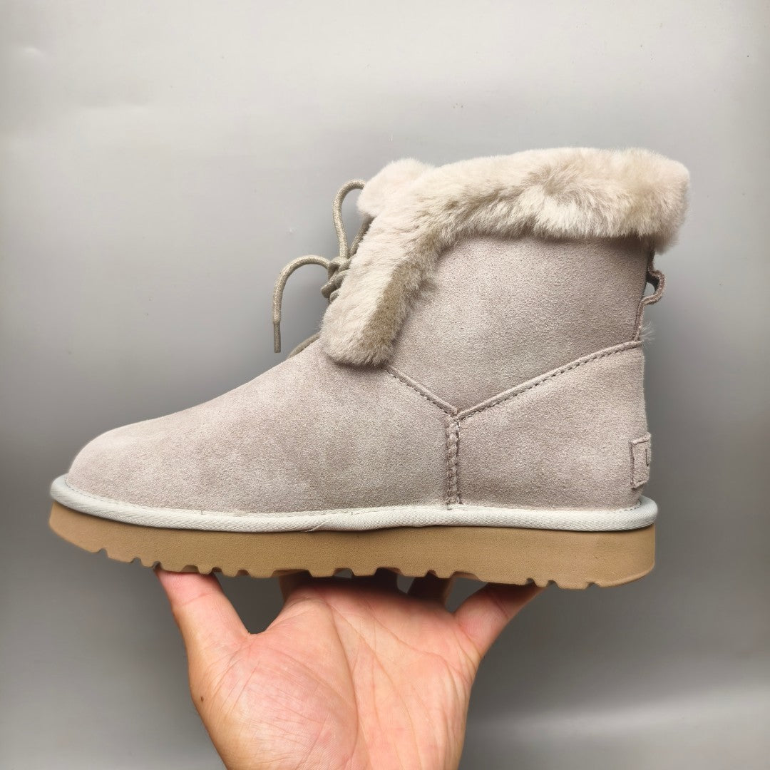 Grey Mid-Top Lace-Up Casual Sneakers – In Stock
