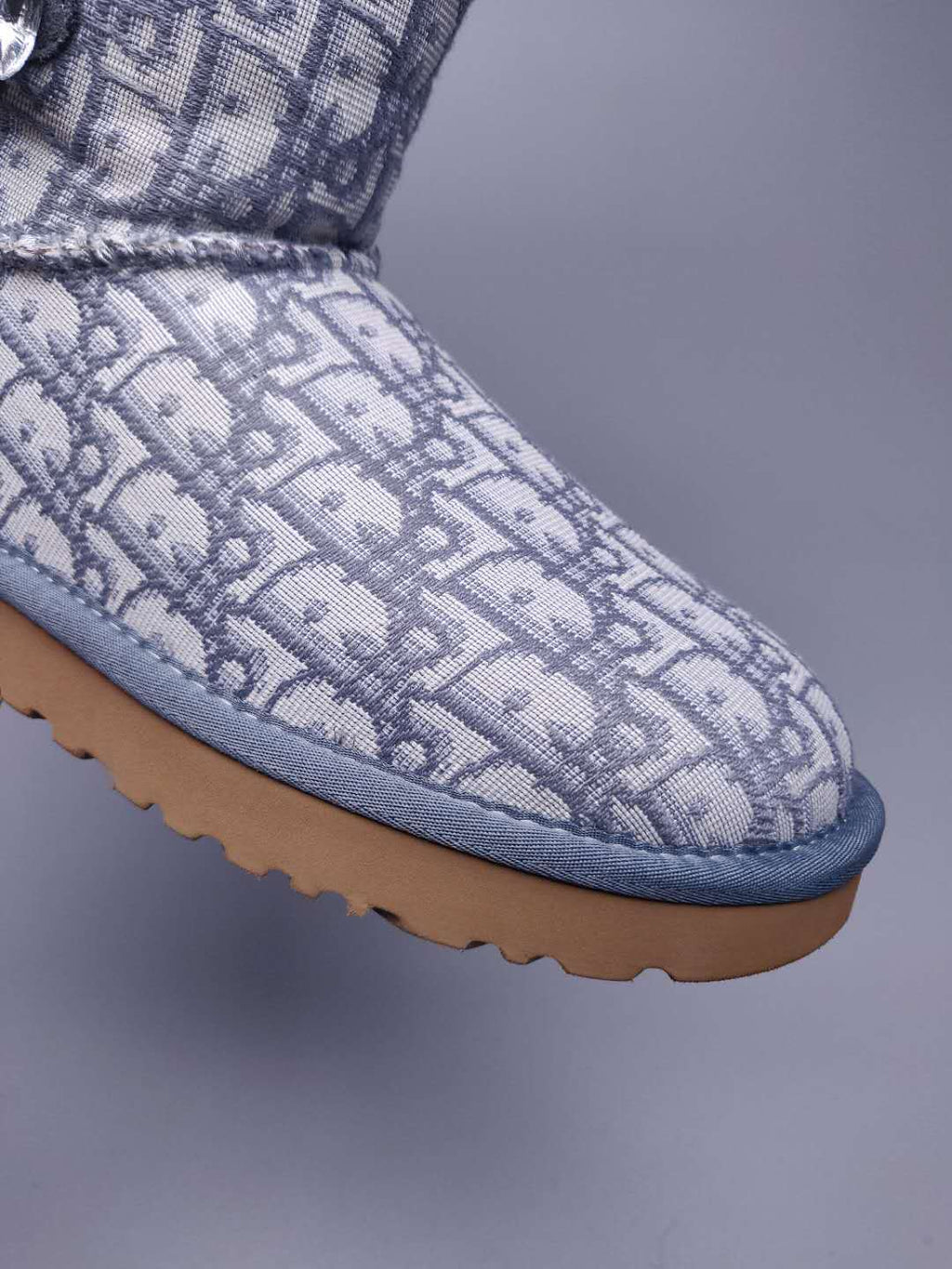 Grey Dior-Style Textile Pattern Boots – In Stock