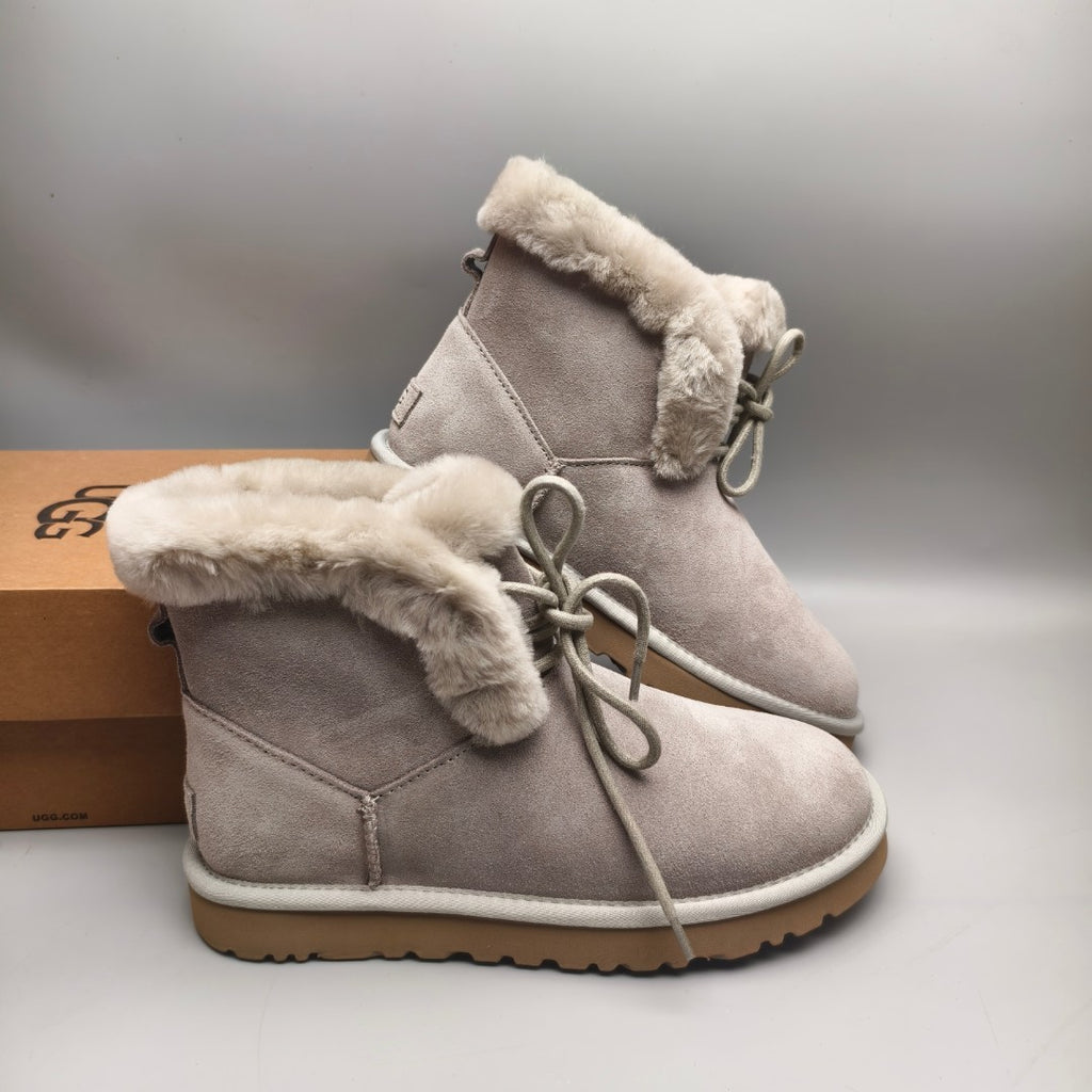 Grey Mid-Top Lace-Up Casual Sneakers – In Stock