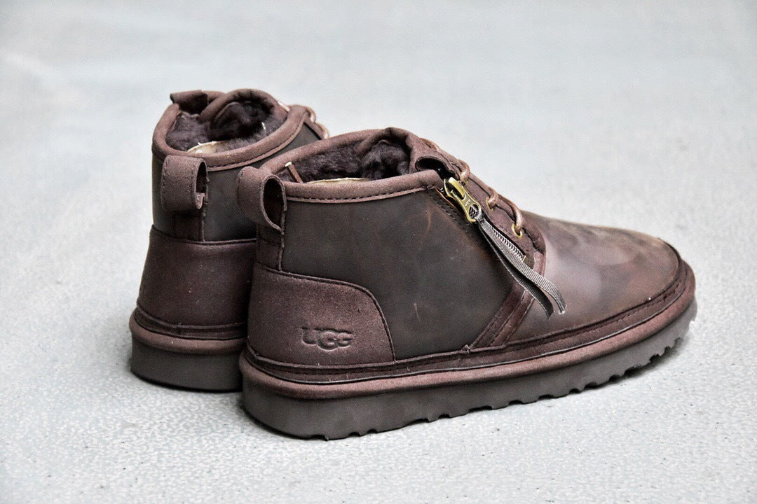 Men’s Crazy Horse Leather Zip-Up Sneakers