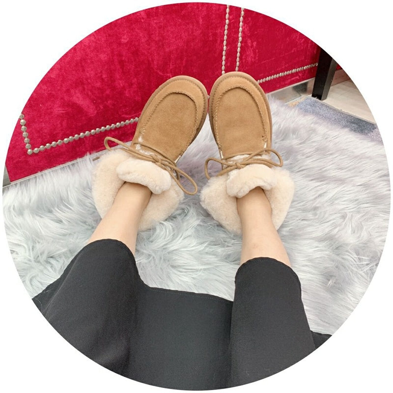 Chestnut Faux Fur Lace-Up Ankle Boots – In Stock