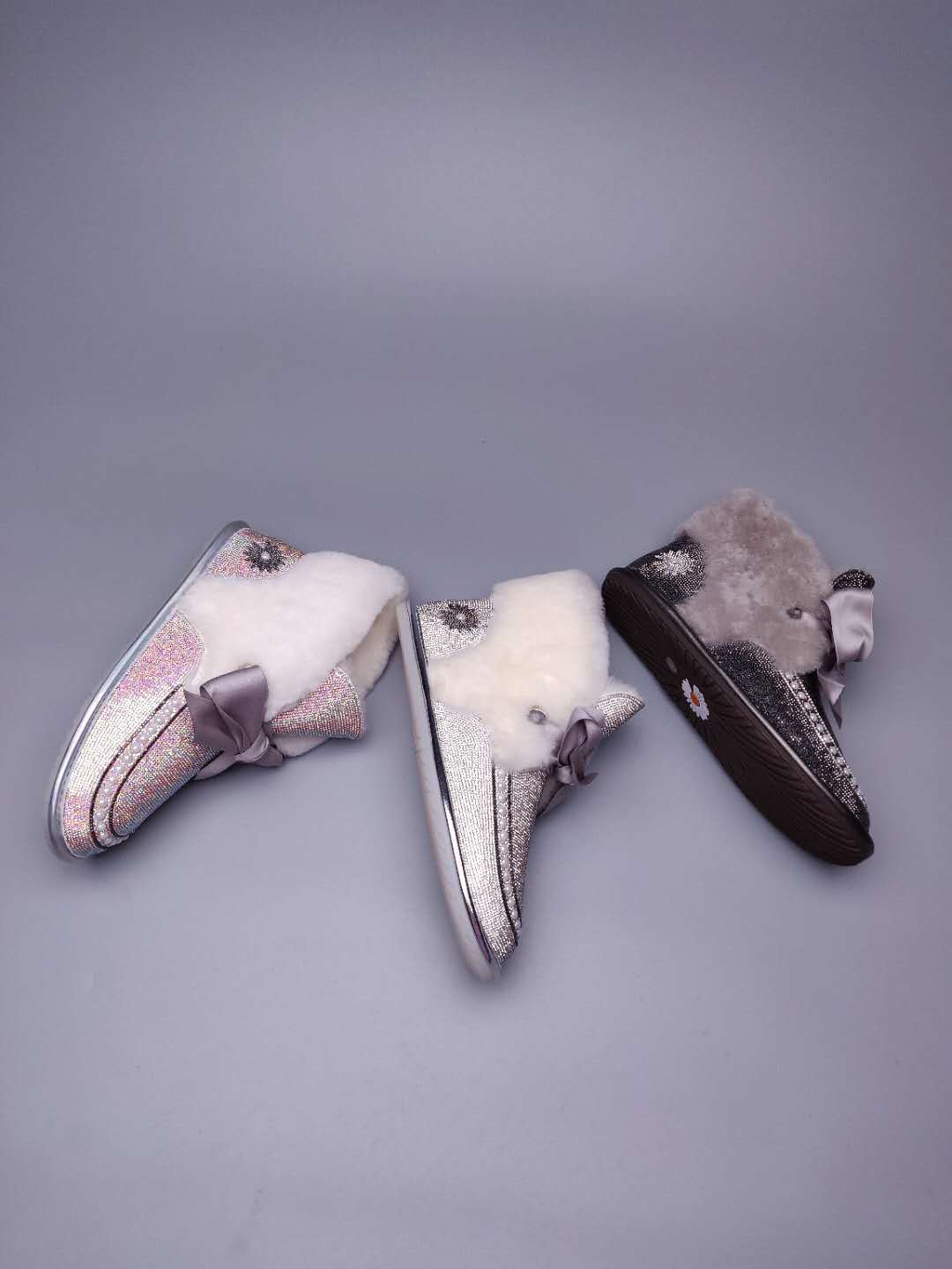Iridescent Daisy Crystal Ribbon Shoes – In Stock