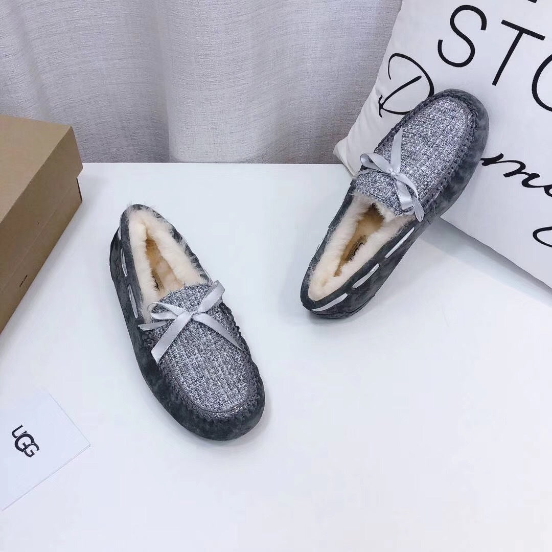 Grey Chanel-Style Pebble Loafers – Sophisticated & Chic