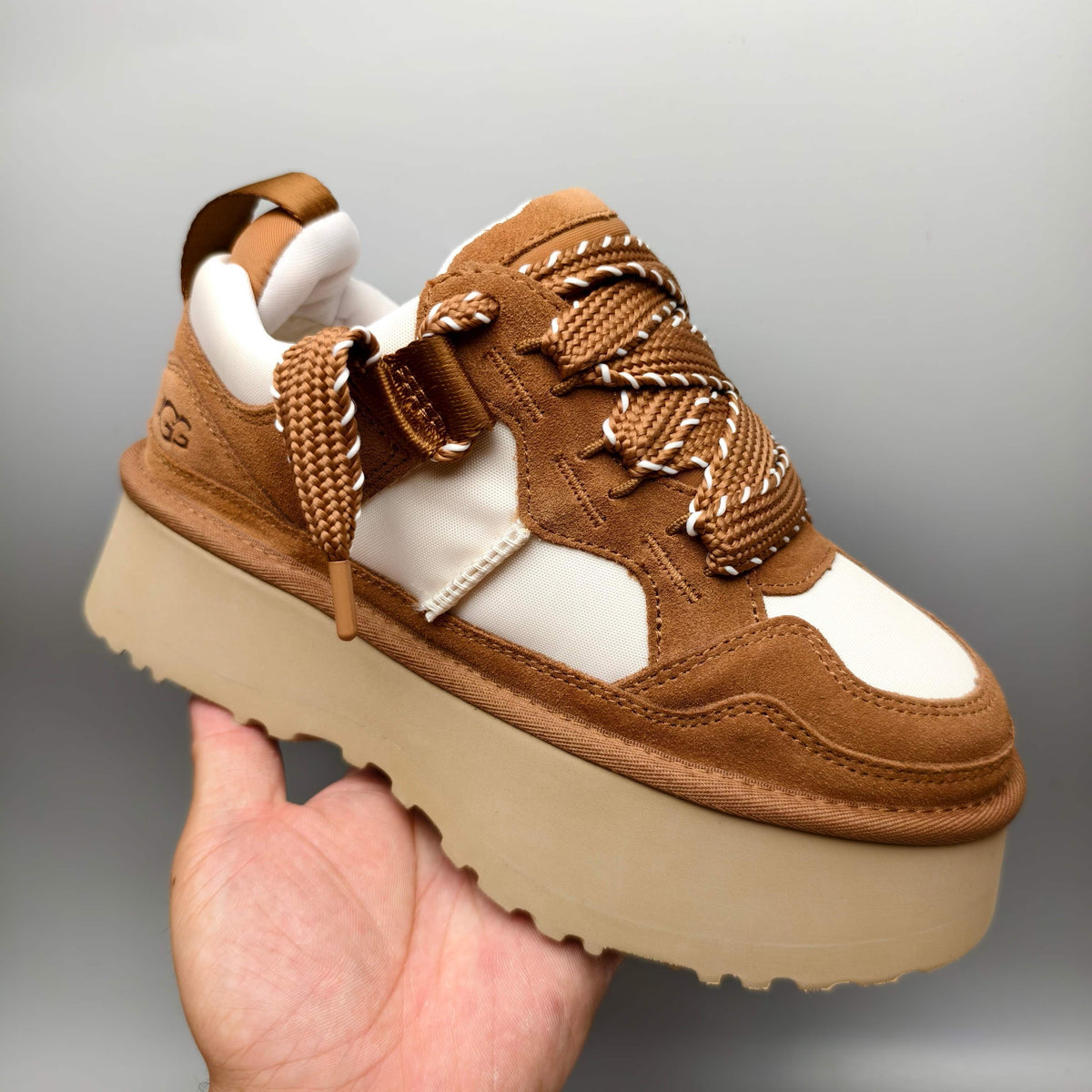Chestnut Chunky Dad Sneakers – Lace-Up Casual Style | In Stock