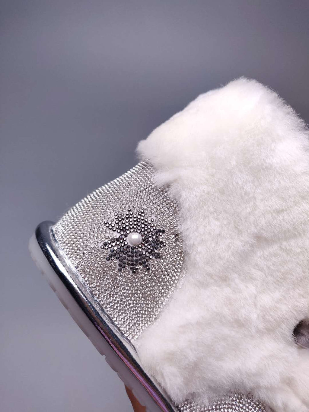 Silver Daisy Crystal Ribbon Shoes – In Stock