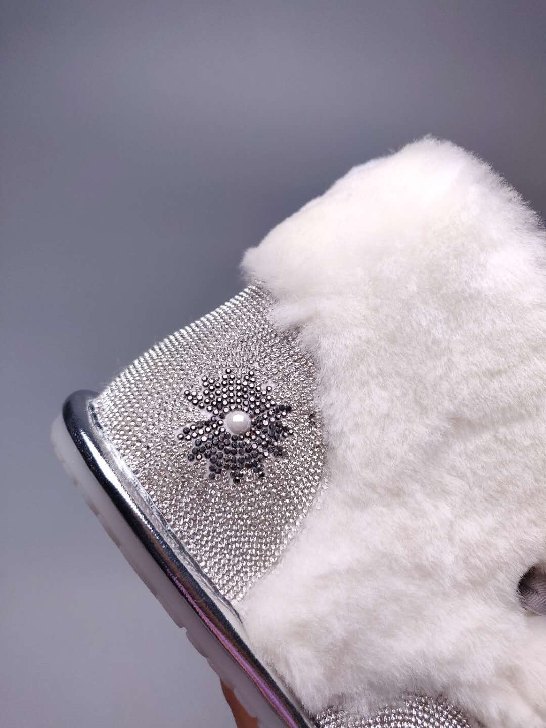 Silver Daisy Crystal Ribbon Shoes – In Stock