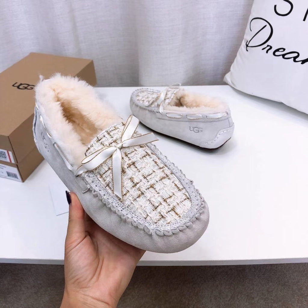 Pearl White Chanel-Style Pebble Loafers – Sophisticated & Chic