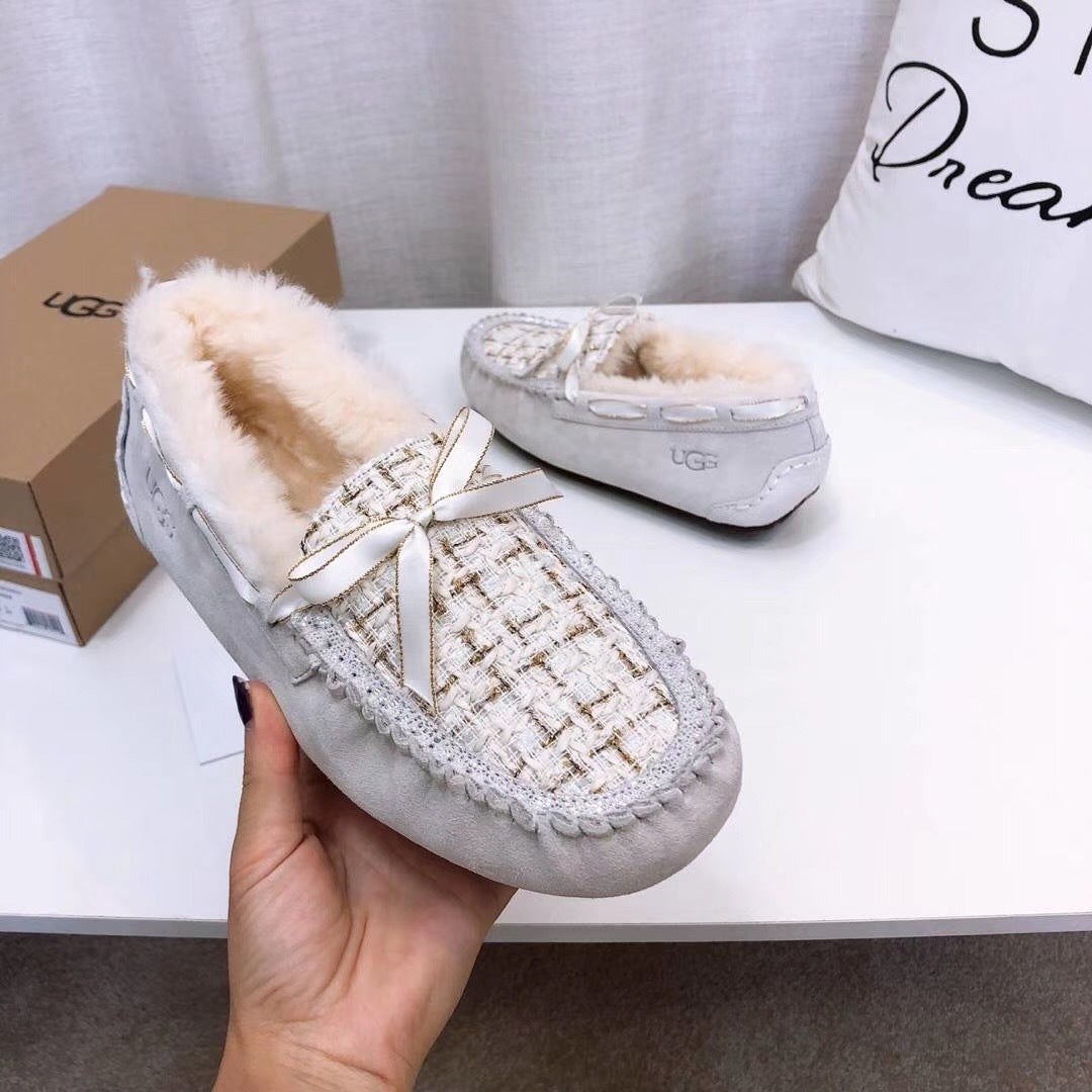 Pearl White Chanel-Style Pebble Loafers – Sophisticated & Chic