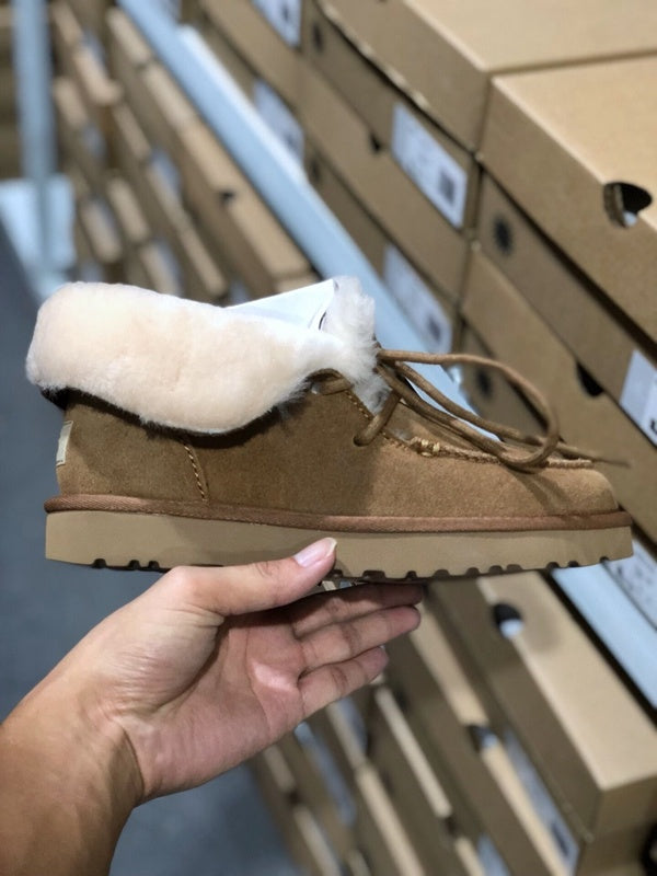 Chestnut Faux Fur Lace-Up Ankle Boots – In Stock