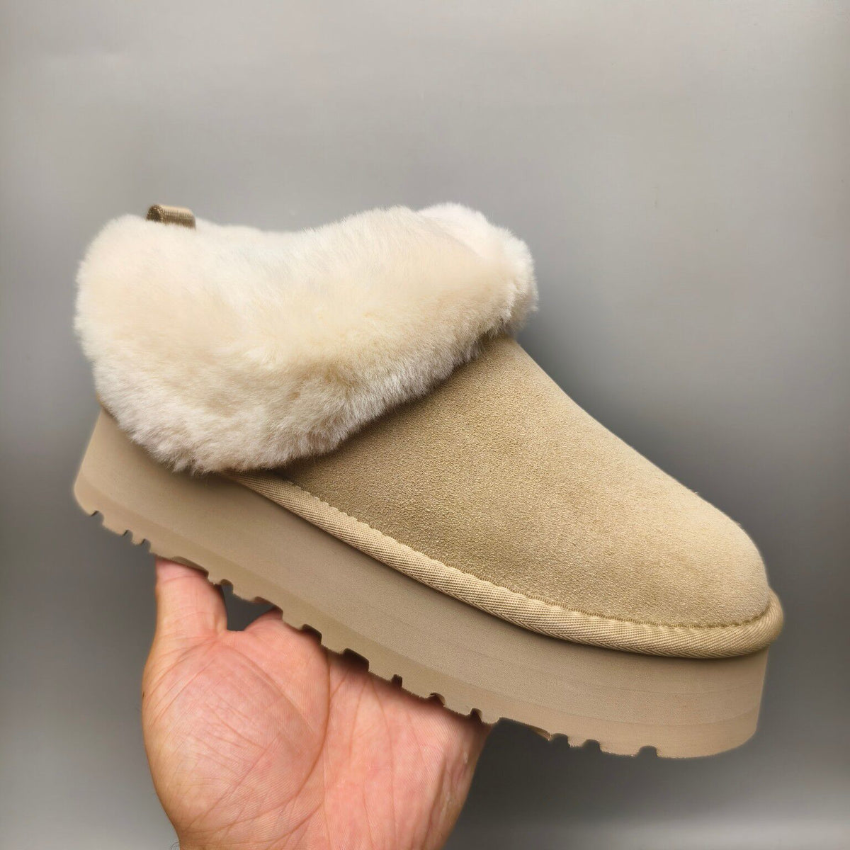 Sand Thick-Sole Suede Slip-On Lazy Shoes – In Stock