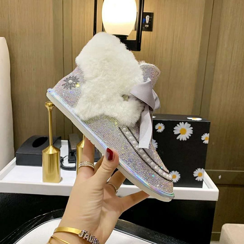 Iridescent Daisy Crystal Ribbon Shoes – In Stock