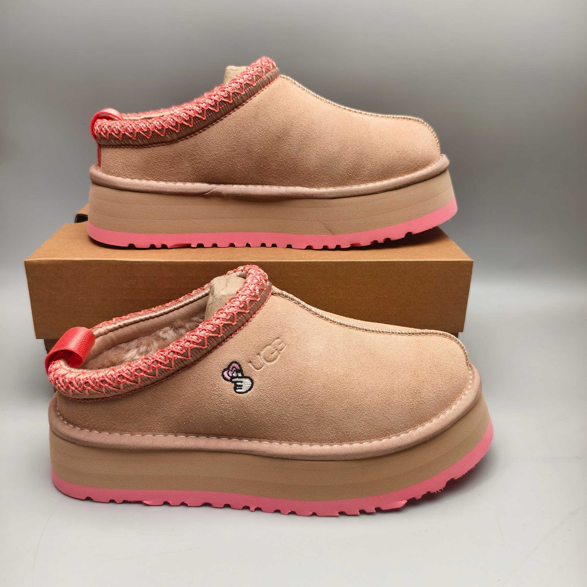 Pink Ethnic Style Chunky Sole Casual Shoes – In Stock