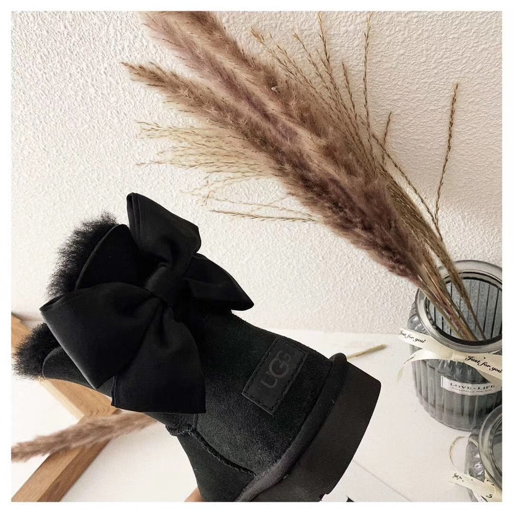 Black Chic Bow Ankle Boots – In Stock