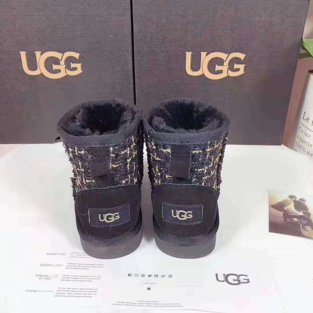 Chic Black Kids Chanel-Style Snow Boots