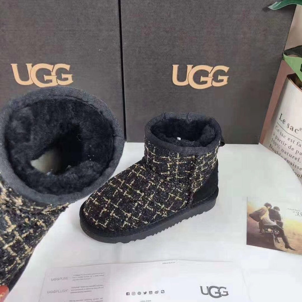 Chic Black Kids Chanel-Style Snow Boots