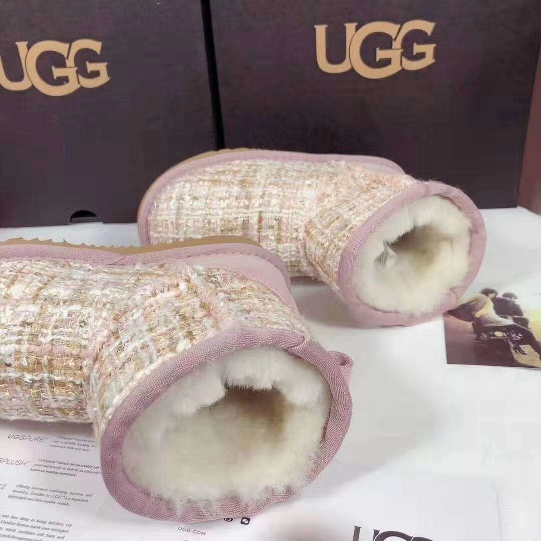 Chic Pink Kids Chanel-Style Snow Boots