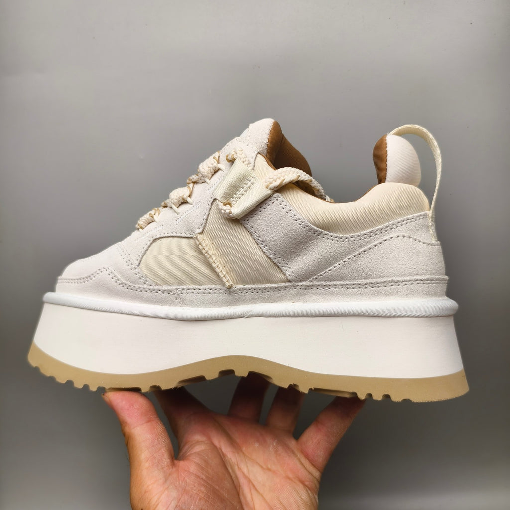 White Chunky Dad Sneakers – Lace-Up Casual Style | In Stock