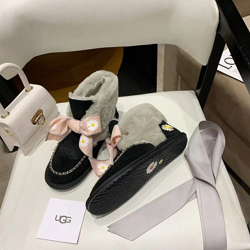Black Daisy Chain Ribbon Shoes – In Stock