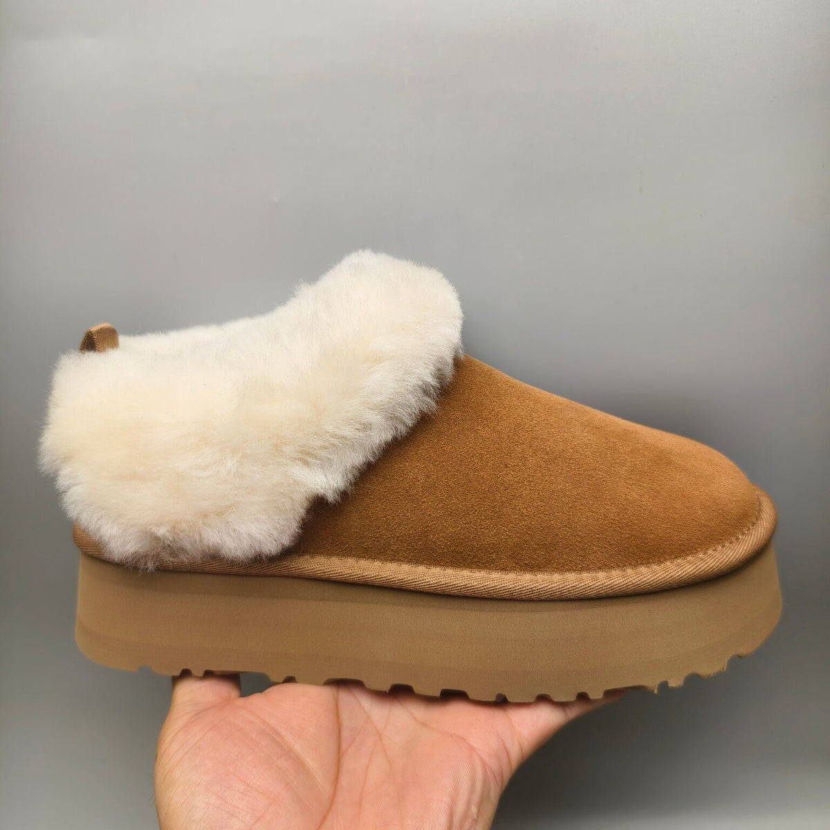 Chestnut Thick-Sole Suede Slip-On Lazy Shoes – In Stock