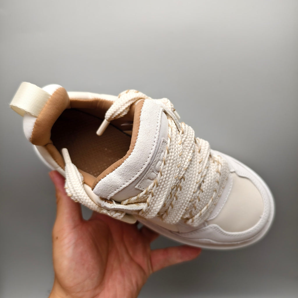 White Chunky Dad Sneakers – Lace-Up Casual Style | In Stock