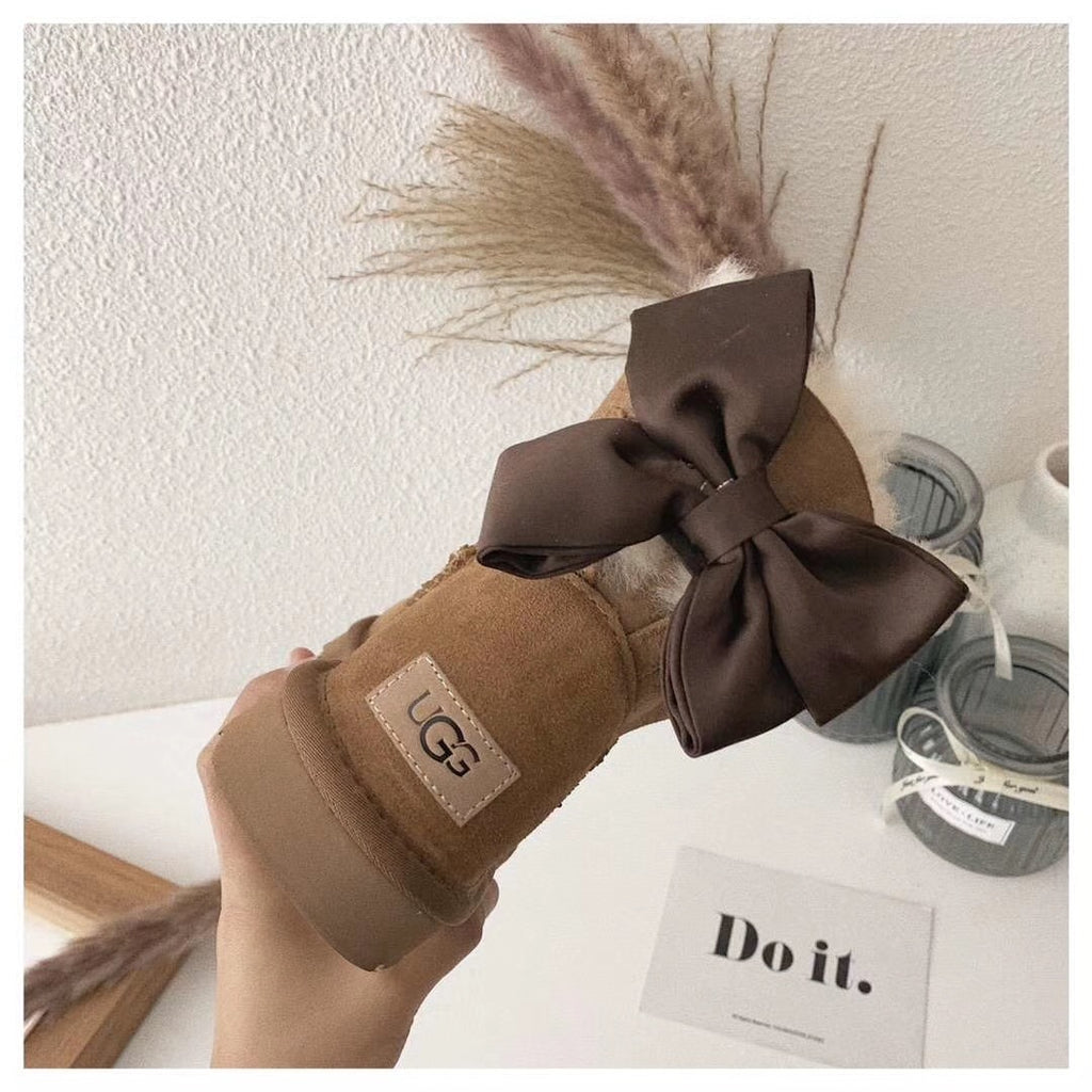 Chestnut Chic Bow Ankle Boots – In Stock